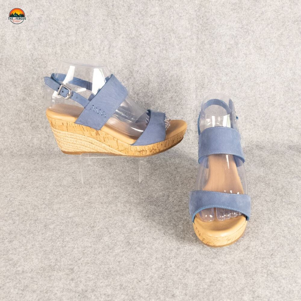 Ugg Australia Espadrille Wedge Sandals Blue Elena Spring Bride Women's Size 7.5